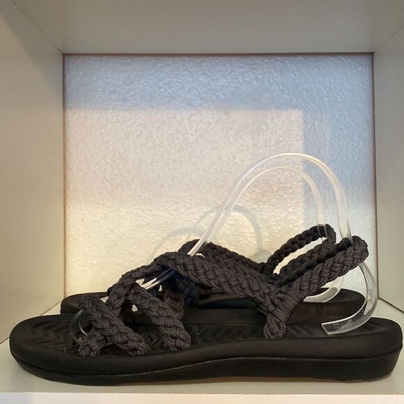 Megnya Womens Braided Grey Black Ankle Strap Comfort Flat Sandals - Picture 2 of 12